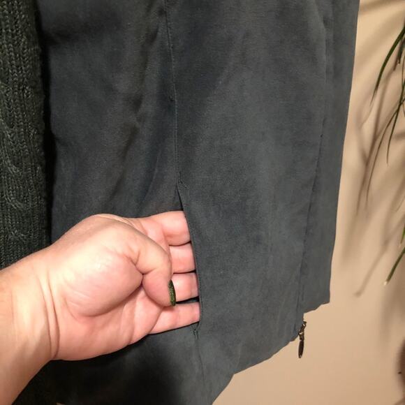 Christopher & Banks Faux Suede Wool blend Knit Sweater Jacket Cardigan Size M - Picture 12 of 14